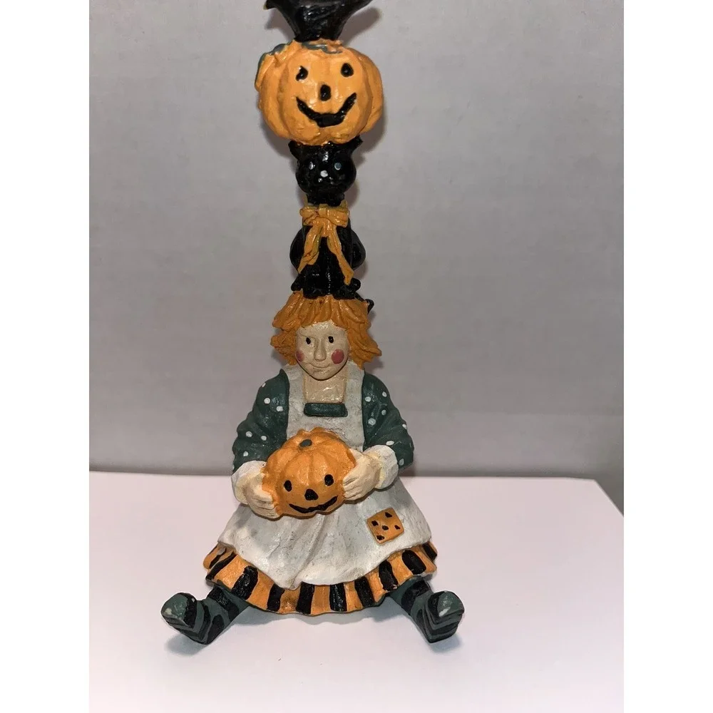 halloween figurine ,pumpkin‎ patch girl, black cat , 6 inches